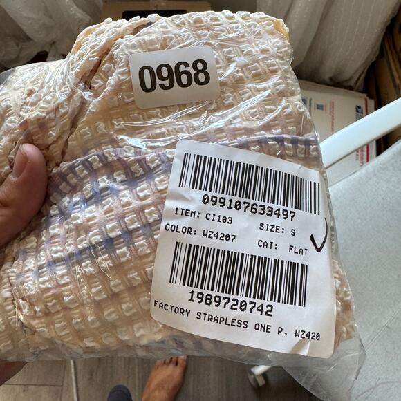 J.Crew Strapless Seersucker Halter One-Piece Swimsuit WMNS S Blue White Gingham - Picture 11 of 11